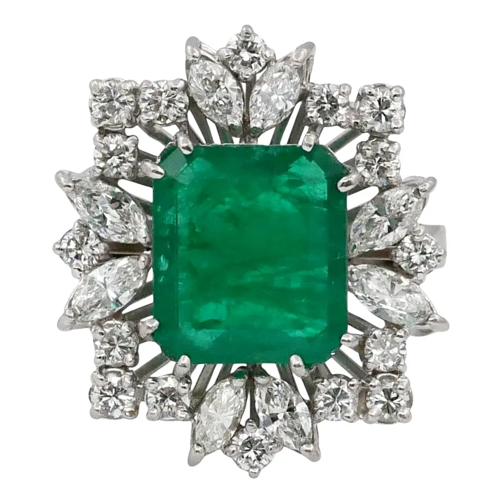 Vintage Emerald Diamond Cocktail Ring