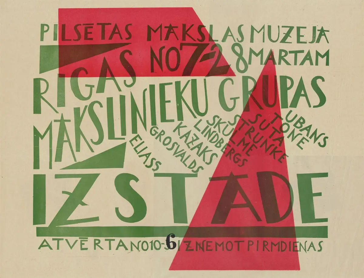 LATVIA [ART EXHIBITION POSTER]. IZSTADE. Riga, 1920. 53.3 x - Lot 32