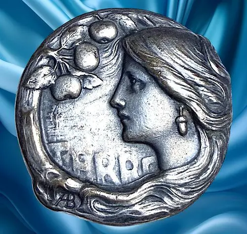 A DIVISION 1 SILVERED ART NOUVEAU ARMAND BARGAS BUTTON