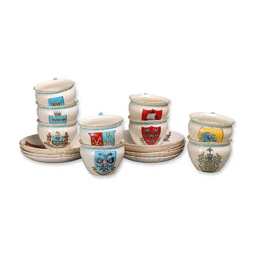 18pc W.H. Goss Heraldic Crested China Miniature Cup and Saucer Collection