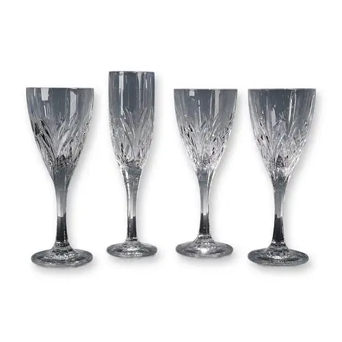 4pc Aura by Block Crystal Water & Champagne Glasses