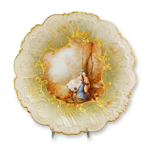 Mansard Paris Belle Epoque Hand-Painted Rococo Revival Cabinet Plate