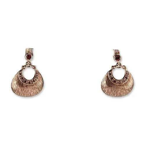 Pair of Rose Gold-Toned Sterling Silver Fan Drop Earrings