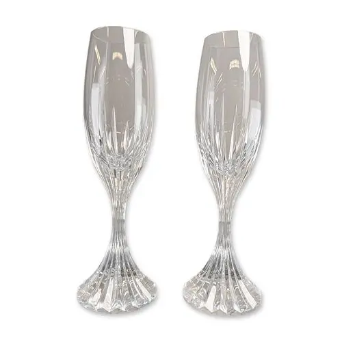 Pair of Baccarat France Massena Crystal Champagne Flutes