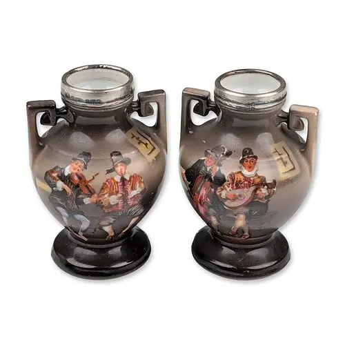 Pair of Royal Bayreuth Bavaria Porcelain Miniature Amphora Vases