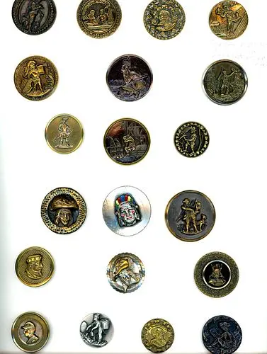 A CARD OF DIVISION ONE AND THREE MEN BUTTONS