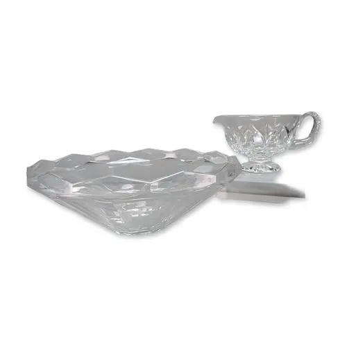 2pc Lenox Lead Crystal Creamer and Faceted Serving Bowl