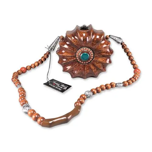 Timmy Woods Beverly Hills Gengis Carved Wood Handbag
