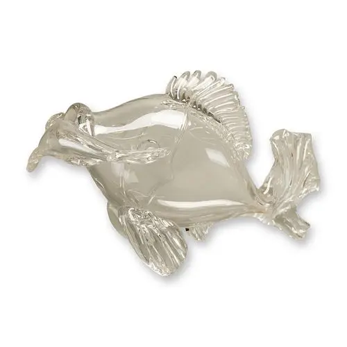 Jean Sala, French Art Deco Saint-Louis Crystal Fish Sculpture, Signed