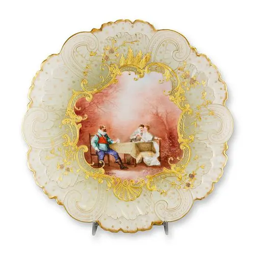 Mansard Paris Belle Epoque Hand-Painted Rococo Revival Cabinet Plate
