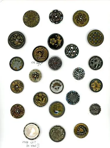A CARD OF DIVISION ONE STEEL CUP BUTTONS