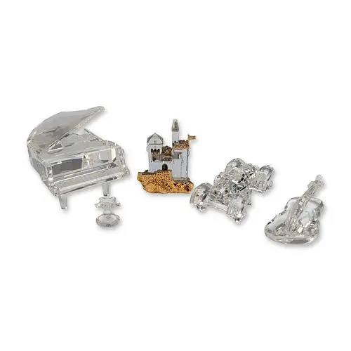 4pc Swarovski Crystal Musical Instruments and Castle Figurines Collection