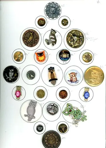 A CARD OF DIVISION ONE AND THREE PICTORIAL BUTTONS