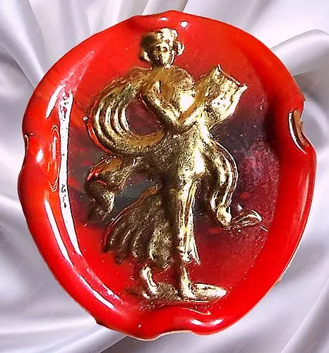 A DIVISION THREE ENGLISH RED BIMINI GLASS BUTTON