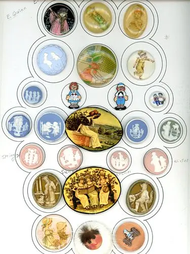 A CARD OF DIVISION 3 ASSORTED CHILDREN BUTTONS