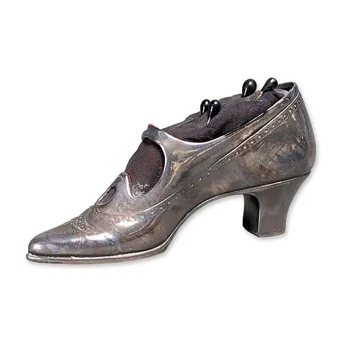 Silver Plated Shoe Form Pin Cushion