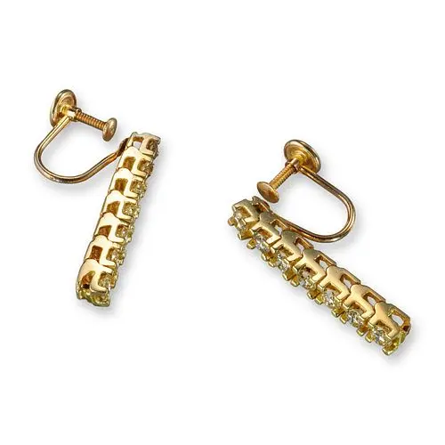 14K Gold 1.00ctw Diamond Screw-Back Drop Earrings