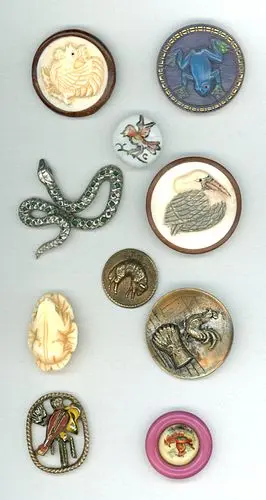 A SMALL CARD OF DIV. 1 & 3 ASSORTED ANIMAL LIFE BUTTONS