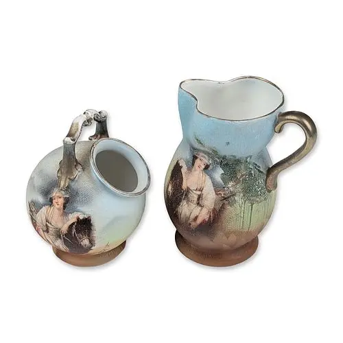 2pc Royal Bayreuth Tapestry Porcelain Pitcher and Toothpick Holder
