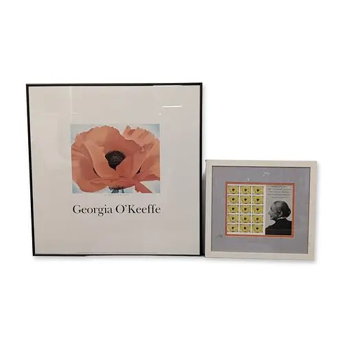 2pc Georgia O'Keeffe Exhibition and Commemorative Prints