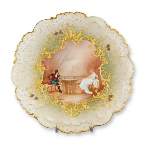 Mansard Paris Belle Epoque Hand-Painted Rococo Revival Cabinet Plate