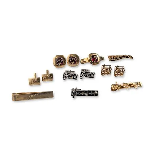 13pc Collection of Anson and Swank Musical Motif Cufflinks and Tie Clips