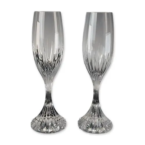 Pair of Baccarat Massena Crystal Champagne Flutes