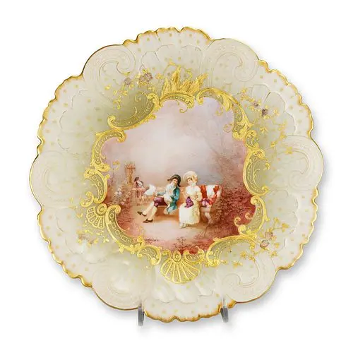 Mansard Paris Belle Epoque Hand-Painted Rococo Revival Cabinet Plate