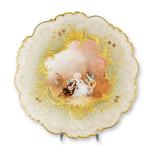 Mansard Paris Belle Epoque Hand-Painted Rococo Revival Cabinet Plate