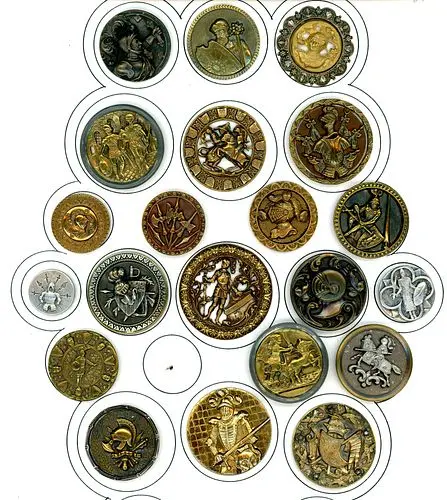 A CARD OF DIVISION ONE METAL PICTURE BUTTONS