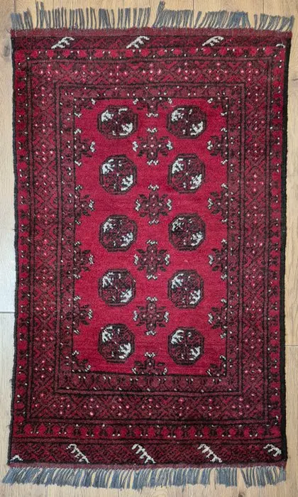 Fine Afghan Mauri Oriental rug with classic Gul motifs. - Rug - 123 cm - 75 cm