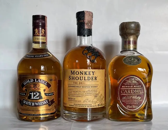 Gold Label 12yo + Monkey Shoulder + Cardhu 12yo - 70cl - 3 bottiglie