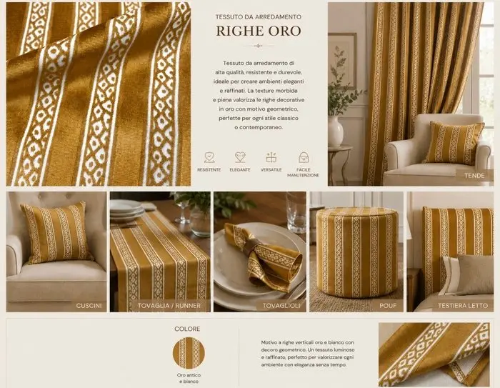 1330 ★ Italian jacquard velvet in antique gold on ivory base
