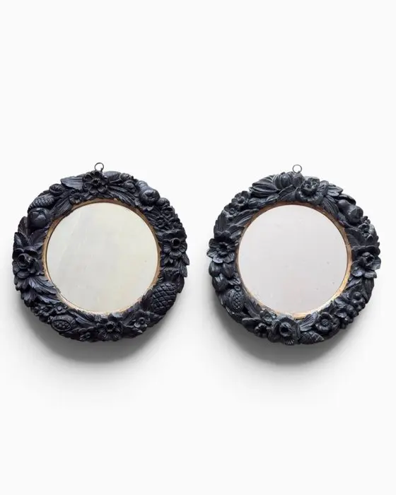 Wall mirror (2) - Ebonised wood - in Baroque style