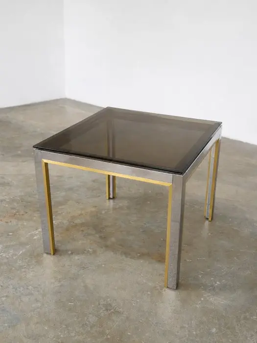 Renato Zevi - Centre table - Chrome, Metal, Brass, Smoked Glass