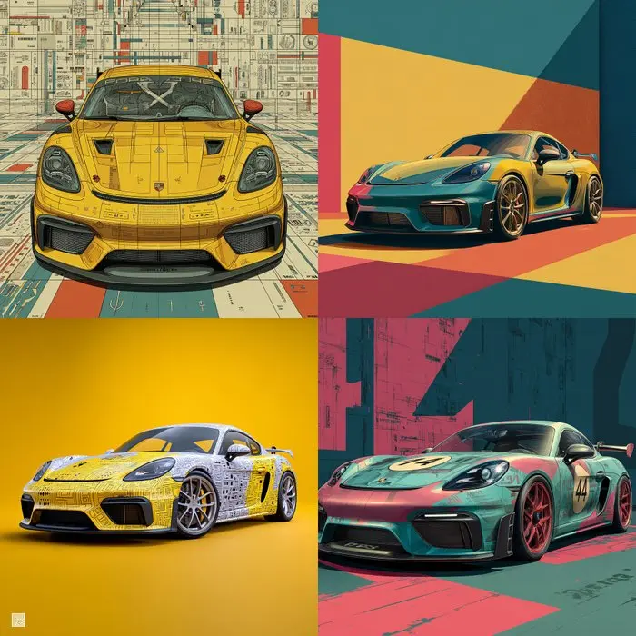 CREATIVE_HUB - set of 4 canvas cm 50 x 50 each - Porsche...