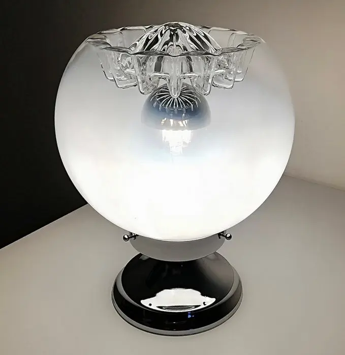 Table lamp - Space Age design 1960 - Artistic blown Murano glass, Chromed steel