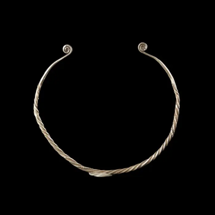Viking Era Silver Torque Neck or Arm Ring with Spiral Terminals