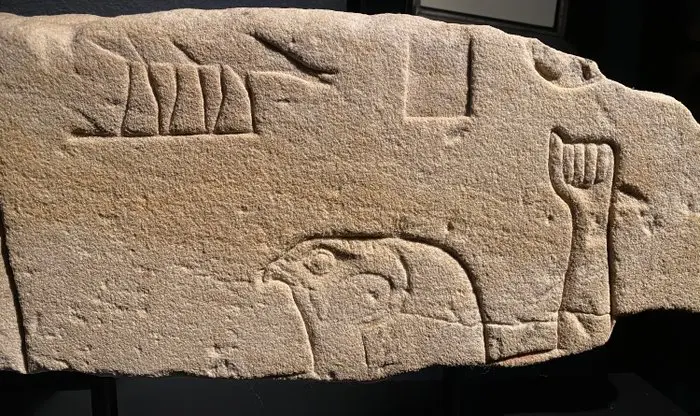 Ancient Egyptian Sandstone Relief of a Temple with two gods HORUS OF PE