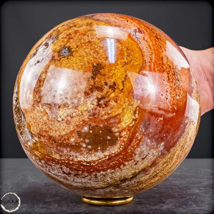 Ocean Jasper sphere – an extraordinary one-of-a-kind piece in fiery red