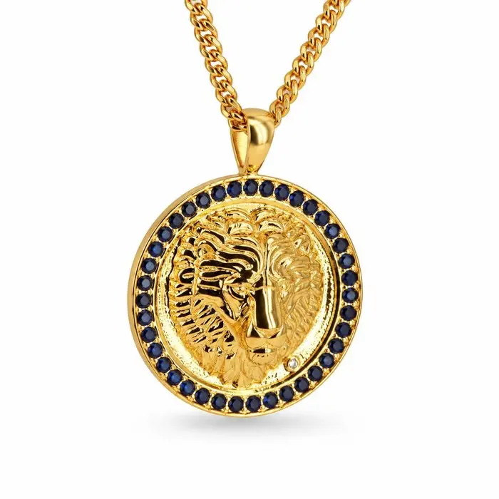 No reserve price - Necklace Gold-plated Sapphire - Diamond - 18K Gold Plated