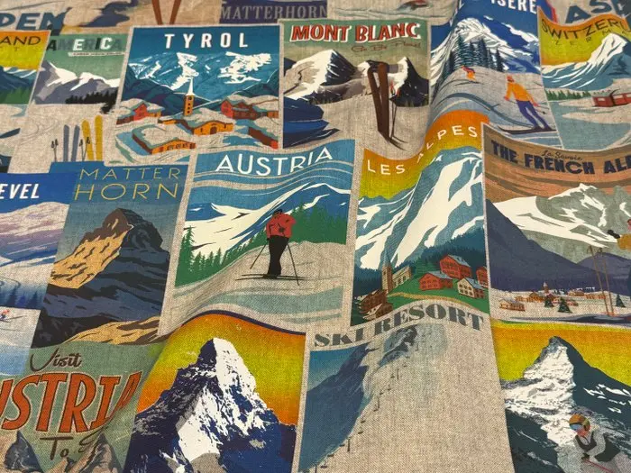 GCFabrics – Grand Tour Alpino Vintage on Natural Linen...