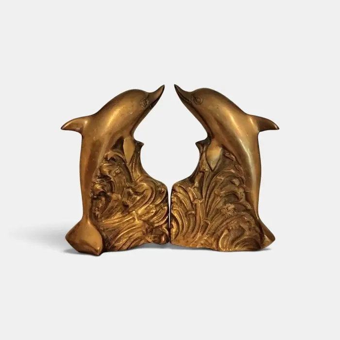 Bookends - Dolphin-fish in chased bronze - Gilt bronze - Pair of bronze