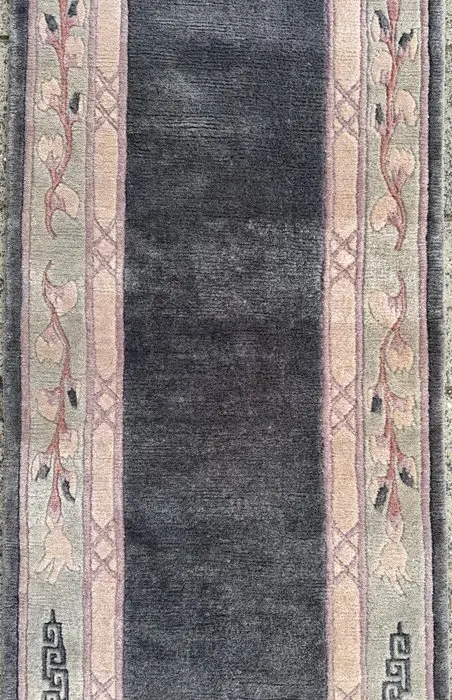 Nepal modern runner rug - cleaned - hand-knotted - wool...