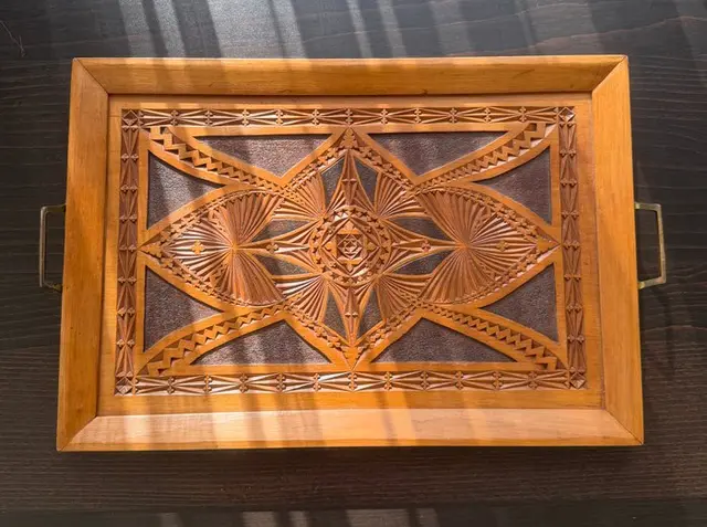 Art Deco Style Large Antique Serving Tray - 1914 Label - Tray - Wood