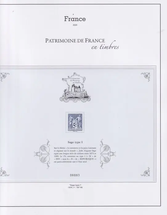 France 2020 - trésor de la philatélie complet avec bloc spécial sage