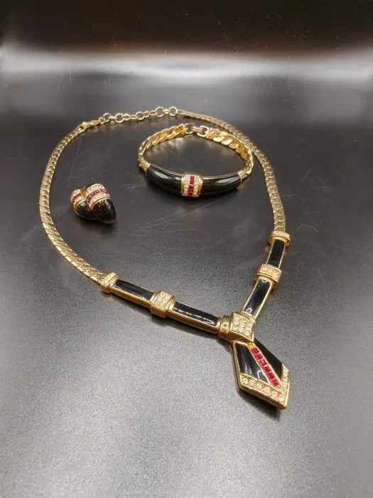 Grosse - Zircon - Gold-plated, Enamel - 3 piece jewellery set