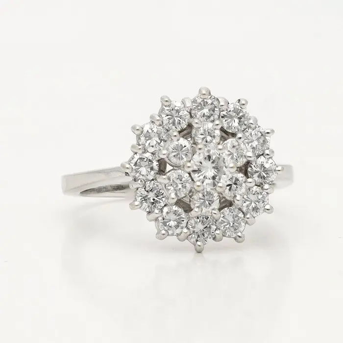 Ring - 18 kt. White gold - 1.09ct. tw. Diamond (Natural) - Diamond