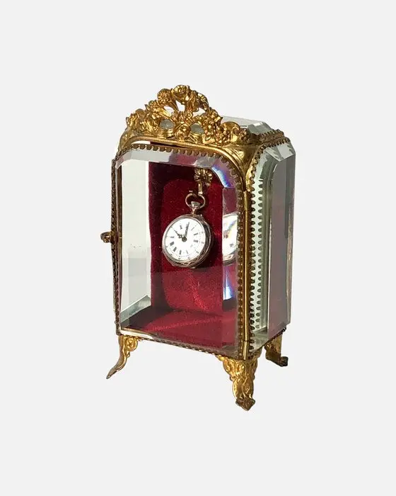 Jewellery box - Antique porte-montre in cut glass and...