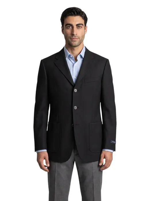 BURBERRY - 46 IT - Blue Midnight Jacket Sport Coat Wool...